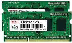 2GB Kit (2x 1GB) DDR3 1600MHz PC3-12800 CL=11 1.35V SODIMM 204-Pin